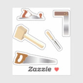 Sticker Boîte à outils pour le travail du bois (Feuille)