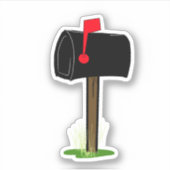 Sticker Boîte aux lettres noire drapeau rouge herbe verte  (Devant)