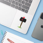 Sticker Boîte aux lettres noire drapeau rouge herbe verte  (Ordinateur portable avec iPhone)