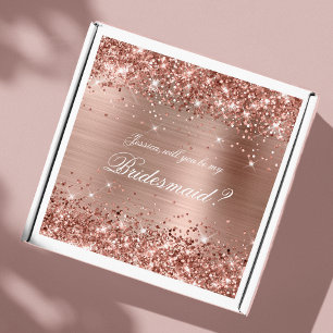 Sticker Boîte-cadeau de demoiselle d'honneur en or rose pa