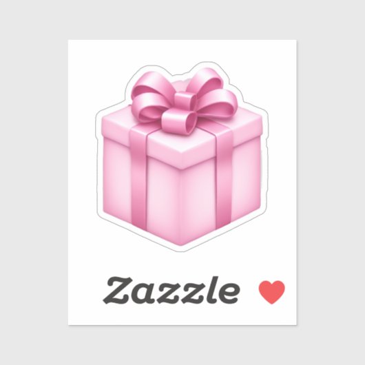 Sticker Boîte cadeau rose Emoji (Feuille)