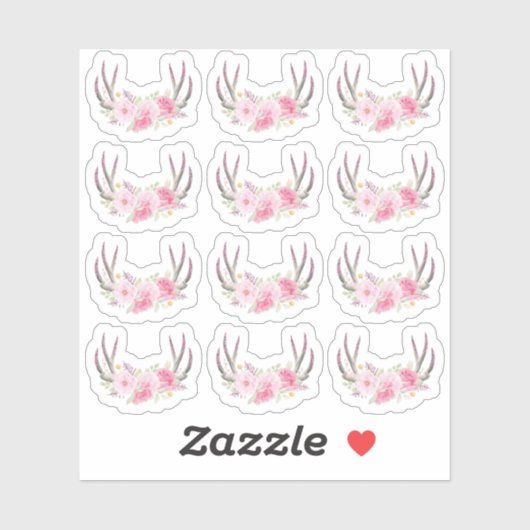 Sticker Boîtes Florales Rustiques Blush Rose Élégant 12 Pi (Feuille)