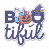 Sticker Boitier Halloween Funny Unicorn lanterne Citrouill (Devant)