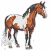 Sticker Bold Paint Horse Standing In Grassy Field (Devant)