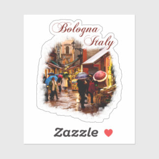Sticker Bologne, Italie : Shopping sous la pluie