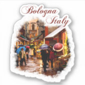 Sticker Bologne, Italie : Shopping sous la pluie (Devant)