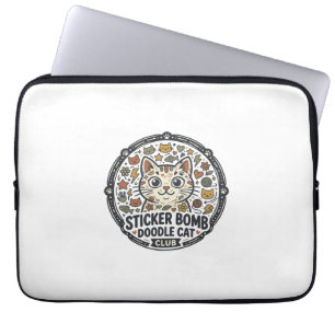 Sticker Bomb Doodle Kat POD Vector Kunst - Sticker Laptop Sleeve