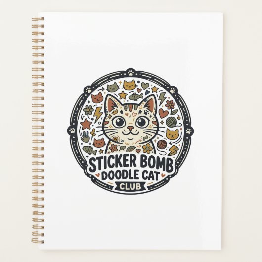 Sticker Bomb Doodle Kat POD Vector Kunst - Sticker Planner (Voorkant)