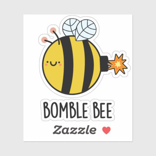 Sticker Bomble Bee Funny Bumblebee Bomb Pun (Feuille)