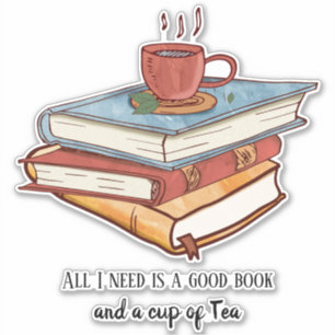 Sticker Bon livre tasse de thé lecture tasse mignonne auto