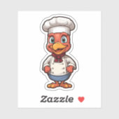 Sticker Bon thanksgiving Cartoon Cute Chef Turquie (Feuille)