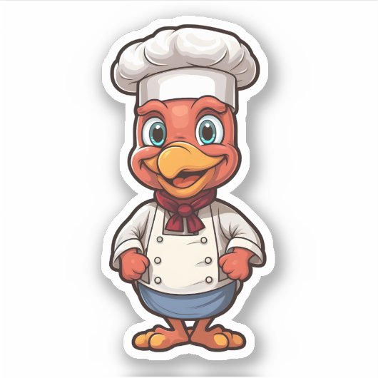 Sticker Bon thanksgiving Cartoon Cute Chef Turquie (Devant)