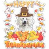 Sticker bon thanksgiving chien de caniche je remercie mon  (Devant)