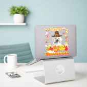 Sticker bon thanksgiving chien de caniche je remercie mon  (Ordinateur portable sur le bureau)