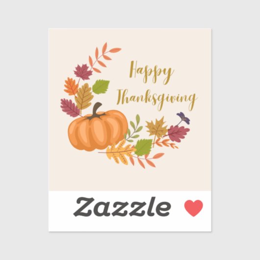 Sticker Bon thanksgiving citrouille (Feuille)