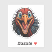 Sticker Bon thanksgiving Cool Dessin Drôle Visage Turquie (Feuille)