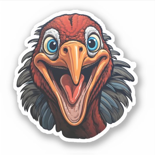 Sticker Bon thanksgiving Cool Dessin Drôle Visage Turquie (Devant)
