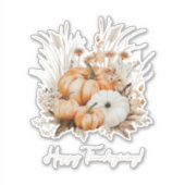 Sticker Bon thanksgiving d'aquarelle Citrouilles d'herbe s (Devant)