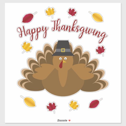 Sticker Bon thanksgiving Festive Turquie Feuilles d'automn (Feuille)