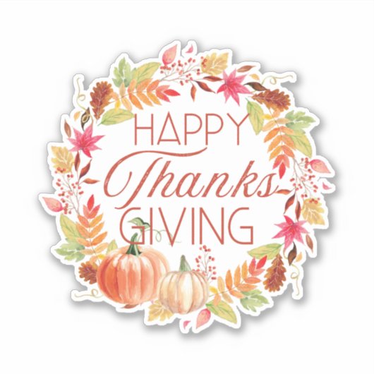 Sticker Bon thanksgiving Floral Automne Wreath (Devant)