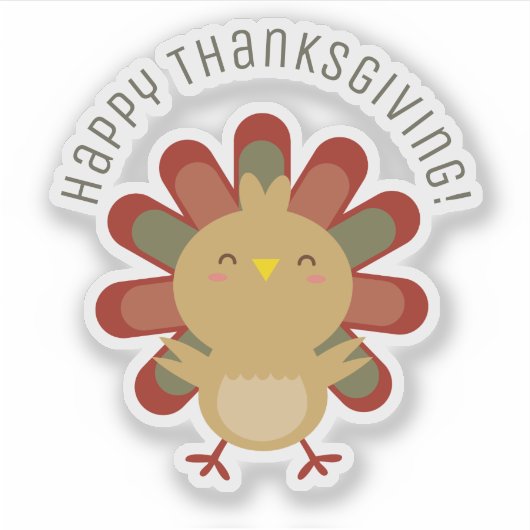 Sticker Bon thanksgiving Turquie mignon dessin animé Gobbl (Devant)