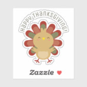 Sticker Bon thanksgiving Turquie mignon dessin animé Gobbl (Feuille)