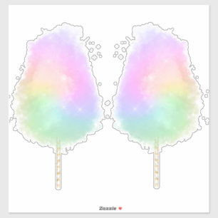 Sticker Bonbon de coton pastel arc-en-ciel parties scintil