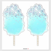 Sticker Bonbons de coton mignon bleu et argent parties sci (Feuille)