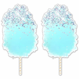 Sticker Bonbons de coton mignon bleu et argent parties sci