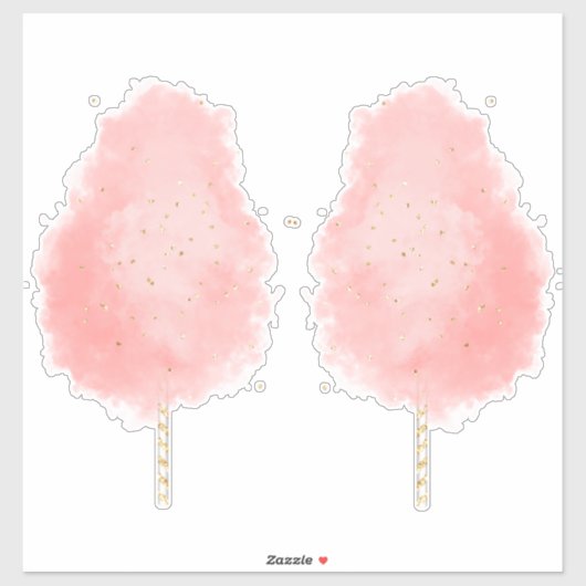 Sticker Bonbons de coton parties scintillant rose pêche or (Feuille)