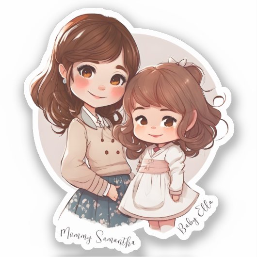 Sticker Bond adorable maman et fille (4) (Recto)