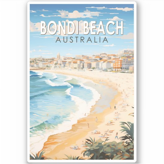 Sticker Bondi Beach Australie Travel Art Vintage (Devant)