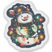 Sticker Bonhomme de neige de Noël lumineux (Devant)