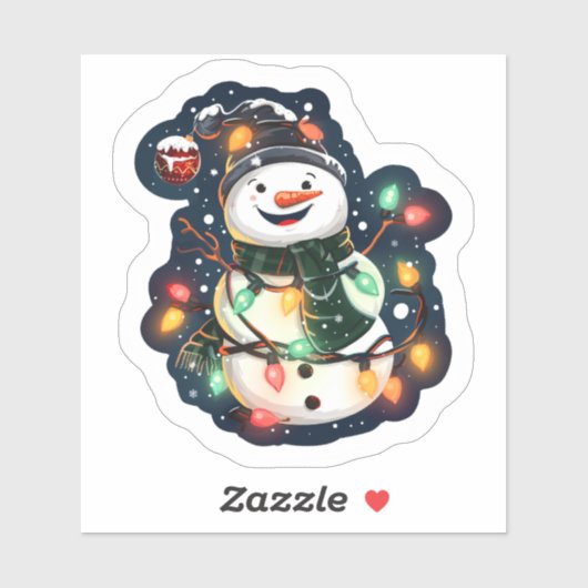 Sticker Bonhomme de neige de Noël lumineux (Feuille)