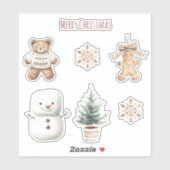 Sticker Bonhomme de neige de Noël mignon à la menthe (Feuille)