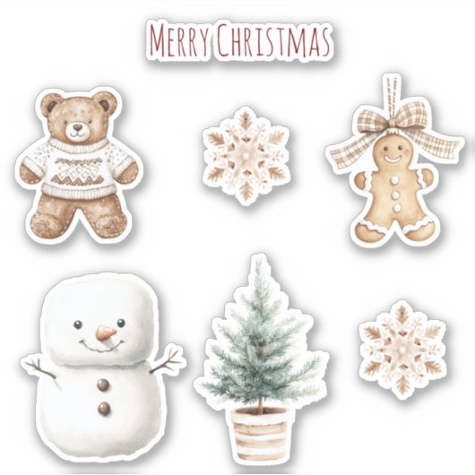 Sticker Bonhomme de neige de Noël mignon à la menthe (Devant)