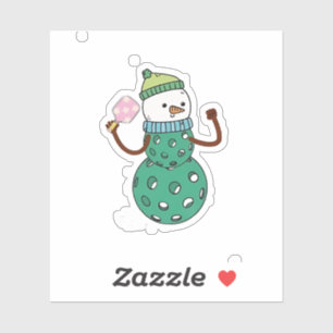 Sticker Bonhomme de neige de pickleball Noël drôle de Xmas