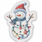 Sticker Bonhomme de neige joyeux habillé pour Noël (Devant)