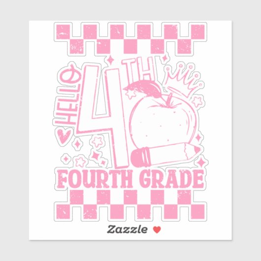 Sticker Bonjour 4e année de retour à l'école enseignant ro (Feuille)