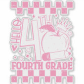 Sticker Bonjour 4e année de retour à l'école enseignant ro (Devant)