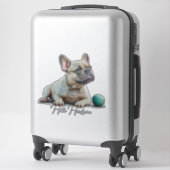 Sticker Bonjour Bouledogue Français (Sur valise)