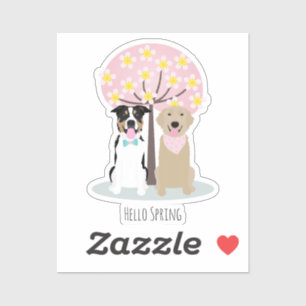 Sticker Bonjour Chiens De Printemps Par Cherry Blossom Arb