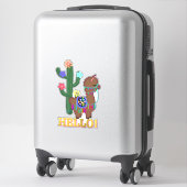 Sticker Bonjour ! | Cute Llama et Cactus (Sur valise)