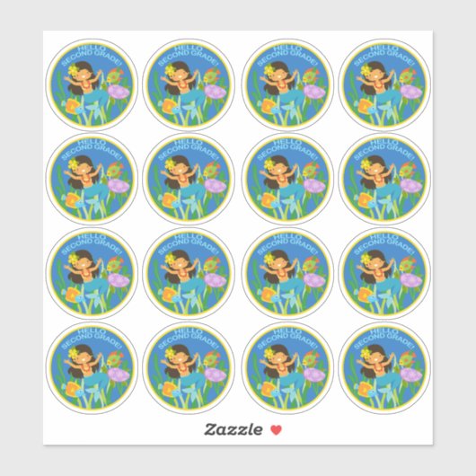 Sticker Bonjour deuxième année ! Cute sirène (Feuille)