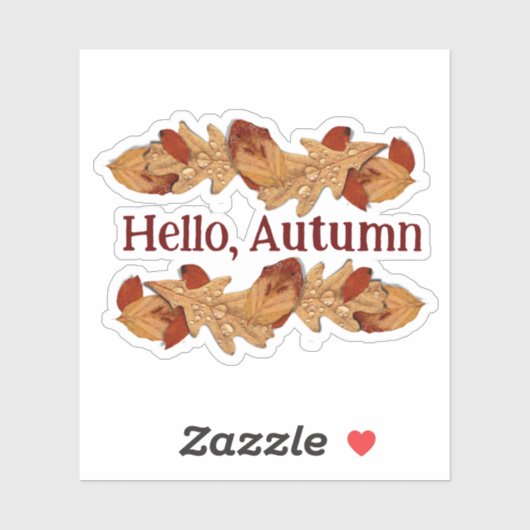 Sticker Bonjour, Feuilles d'automne (Feuille)