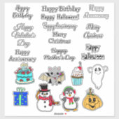 Sticker Bonjour Halloween, Noël, Anniversaire (Feuille)