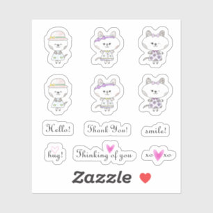 Sticker Bonjour Hug Sweet Sentiments et des chats mignons 