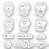 Sticker Bonjour Hug Sweet Sentiments et des chats mignons (Devant)