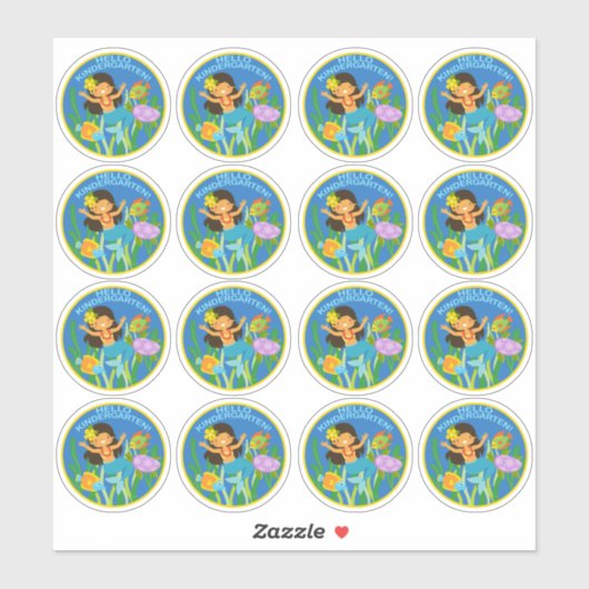 Sticker Bonjour maternelle ! Cute sirène (Feuille)