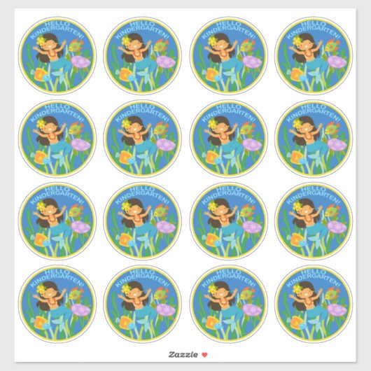 Sticker Bonjour maternelle ! École Mermaid (Feuille)